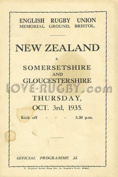 Gloucestershire & Somerset New Zealand 1935 memorabilia